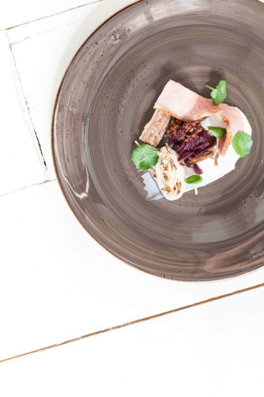 Lamb saddle, shoulder and belly, fermented cabbage, yoghurt, celeriac by Paul Foster